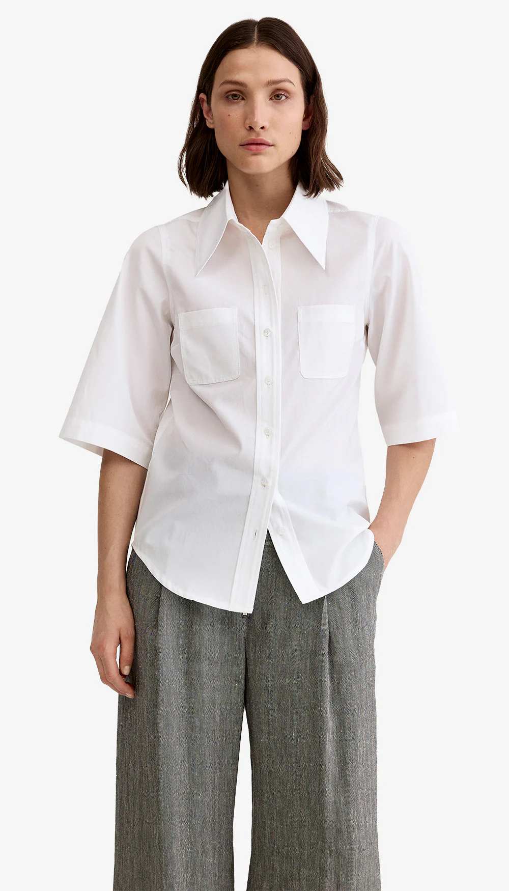 3/4 Sleeve Point Collar Shirt - Image 2