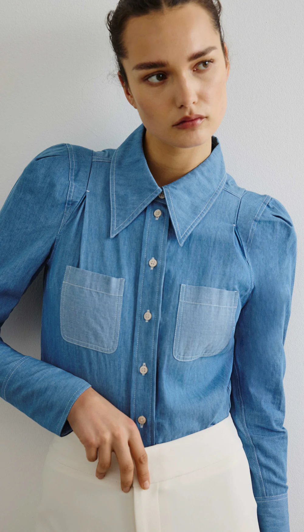 Box Pleat Pocket Denim Shirt - Image 4