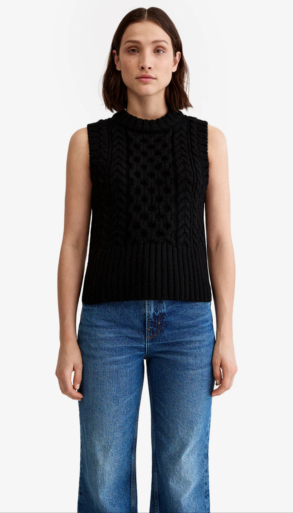 Cable-Knit Crewneck Vest