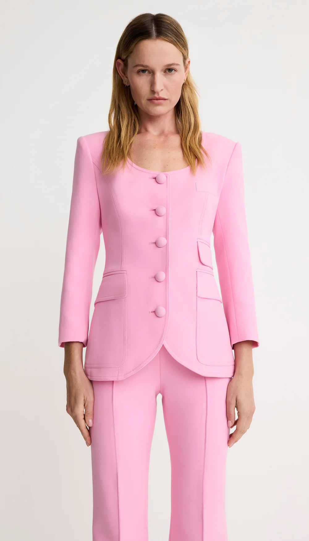 Crop Sleeve Portrait Neck Blazer - Image 2