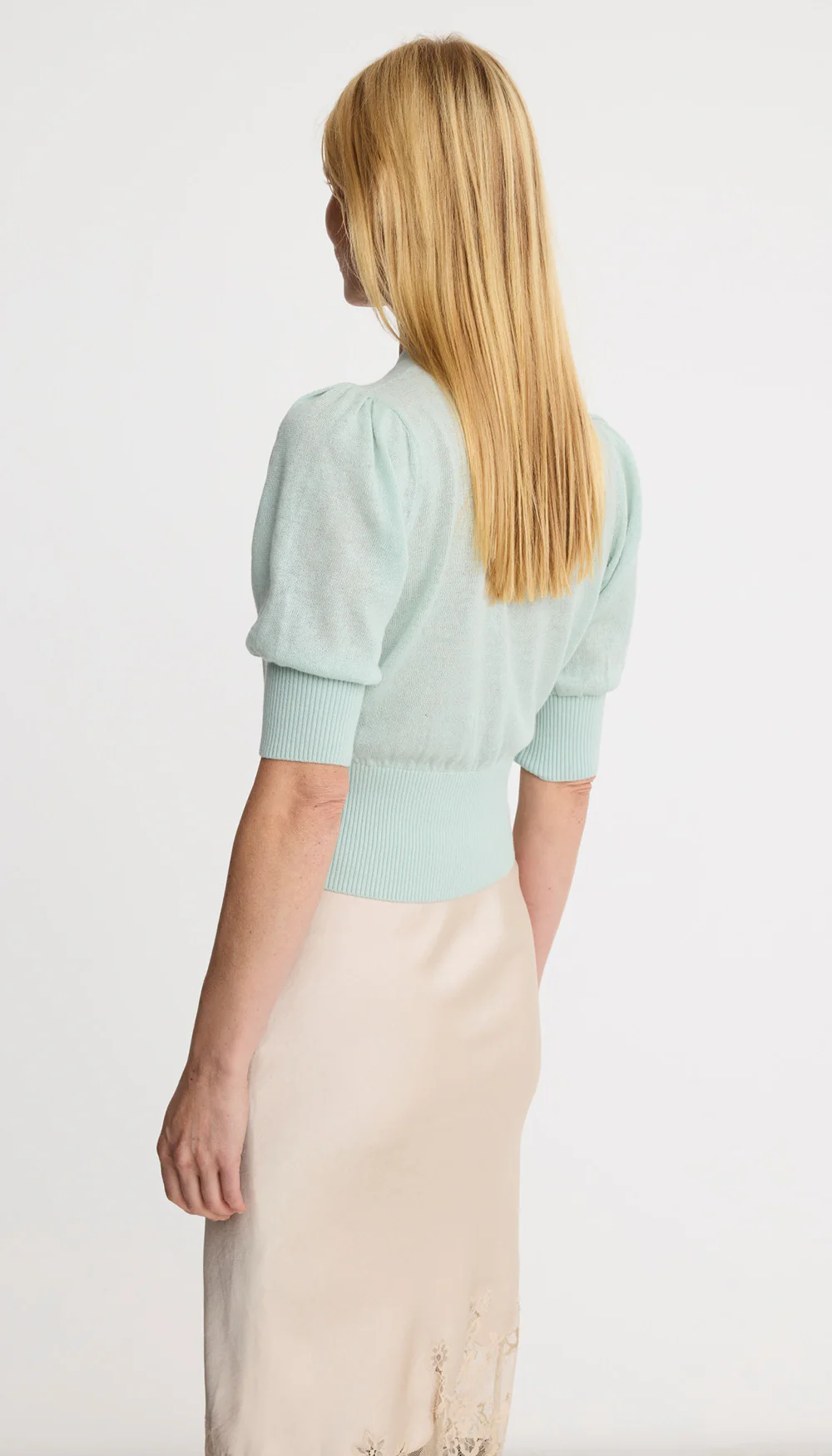 Cropped Pouf Sleeve Sweater - Image 2