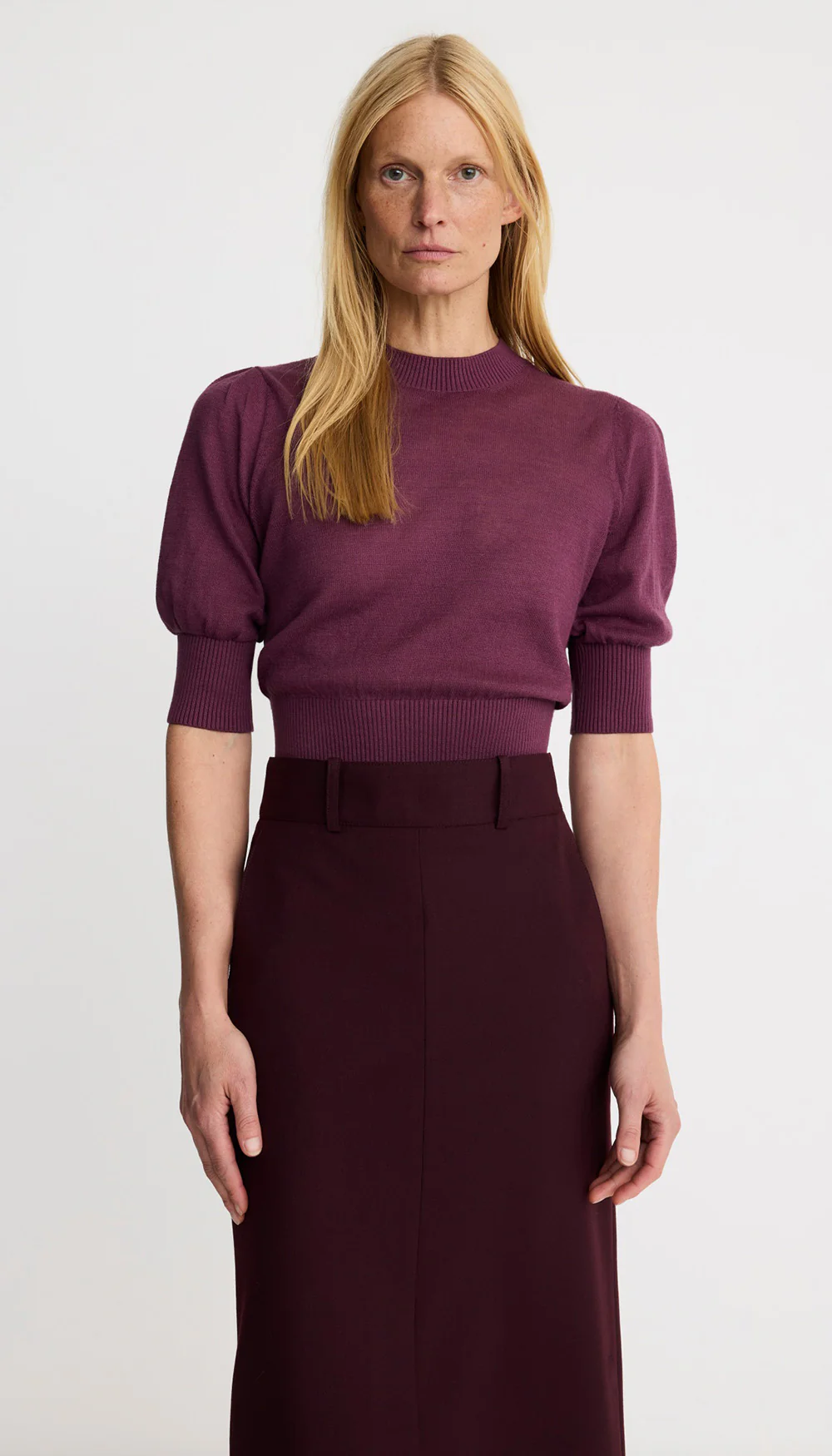 Cropped Pouf Sleeve Sweater