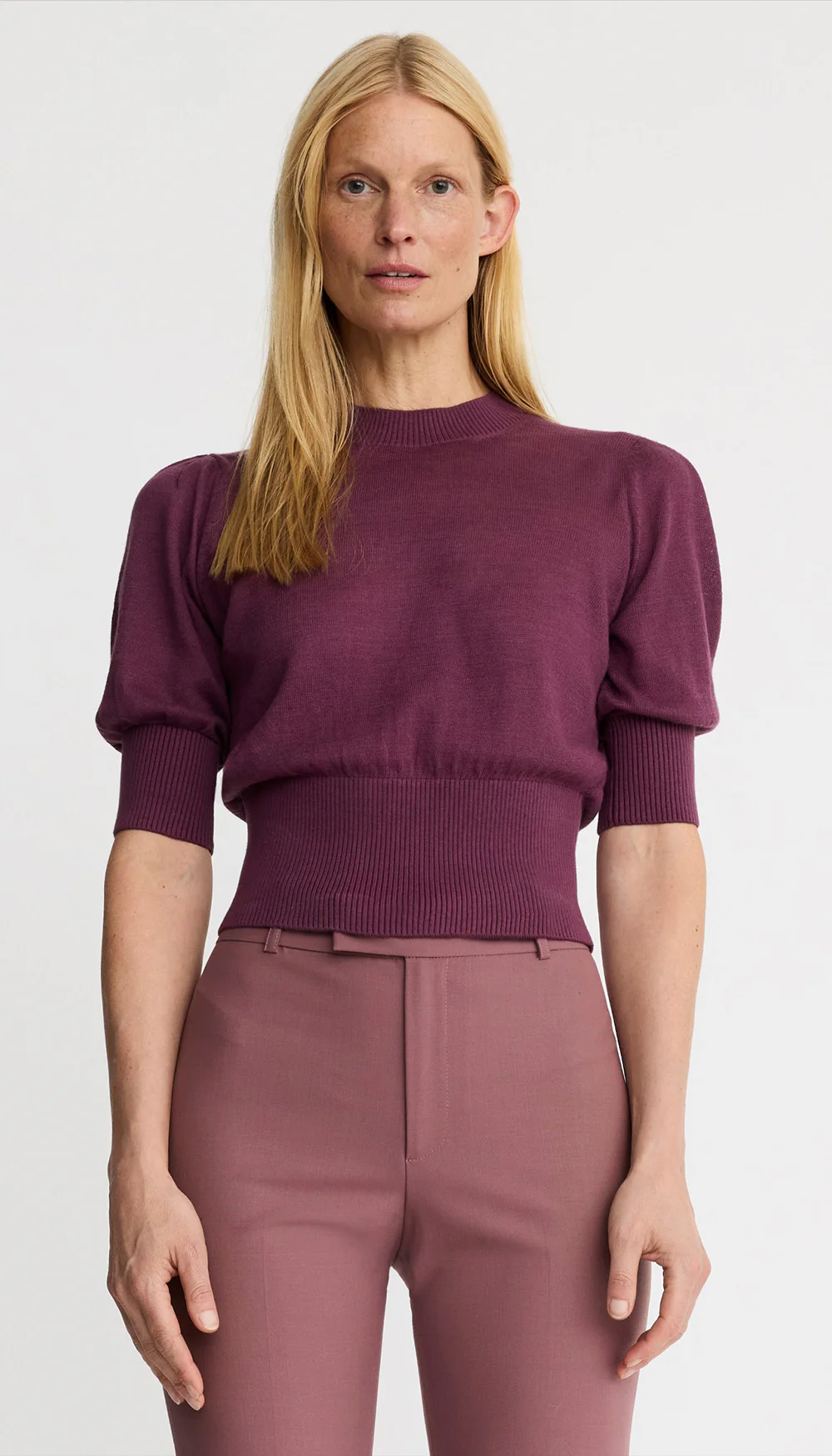 Cropped Pouf Sleeve Sweater - Image 2