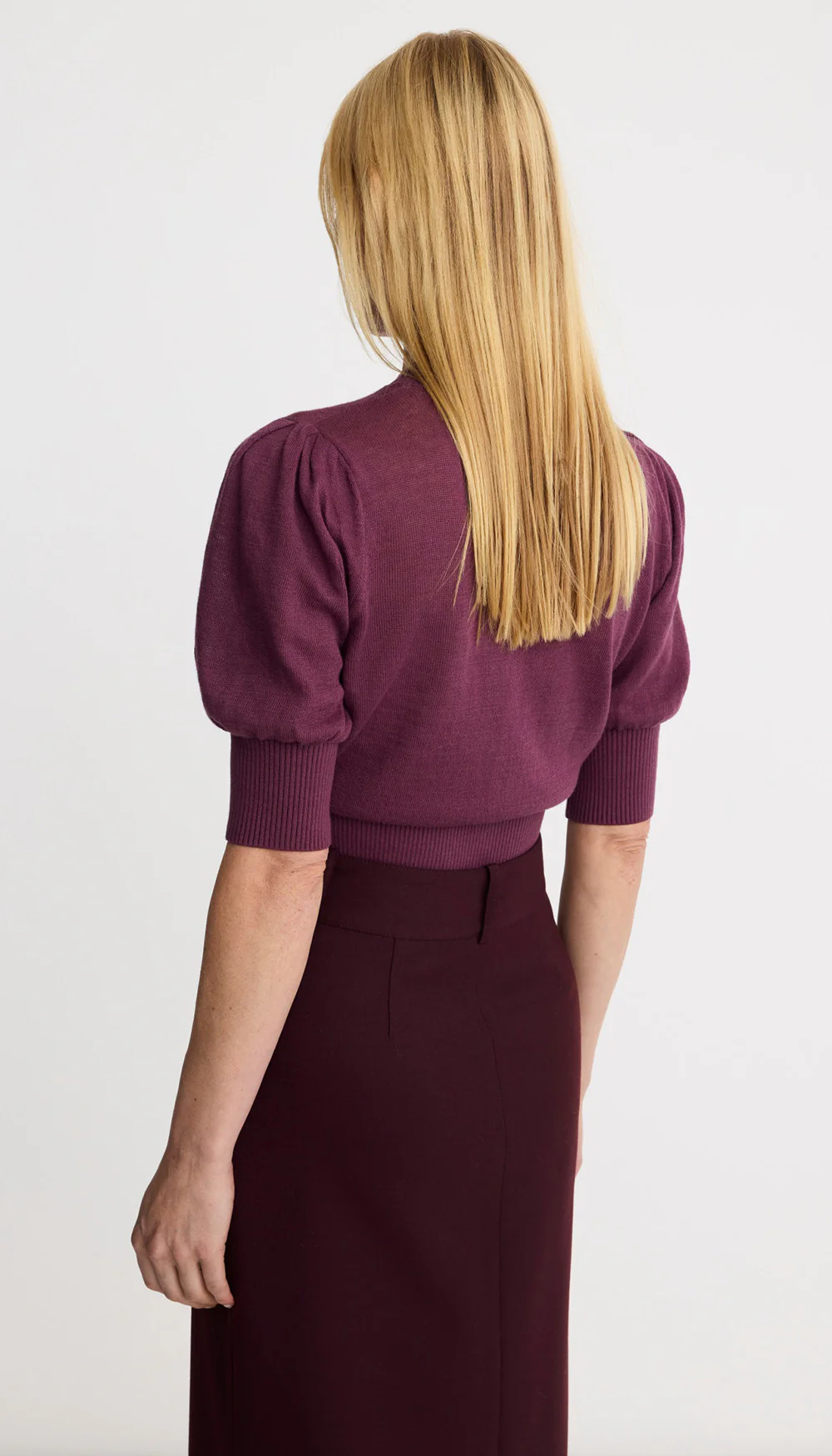 Cropped Pouf Sleeve Sweater - Image 3