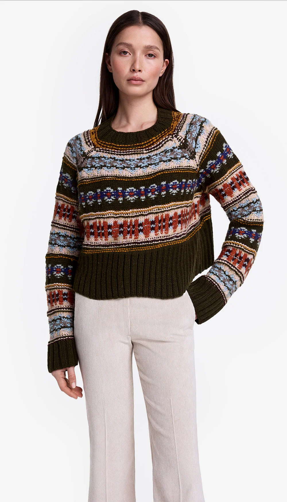 Handknit Cropped Crewneck Sweater