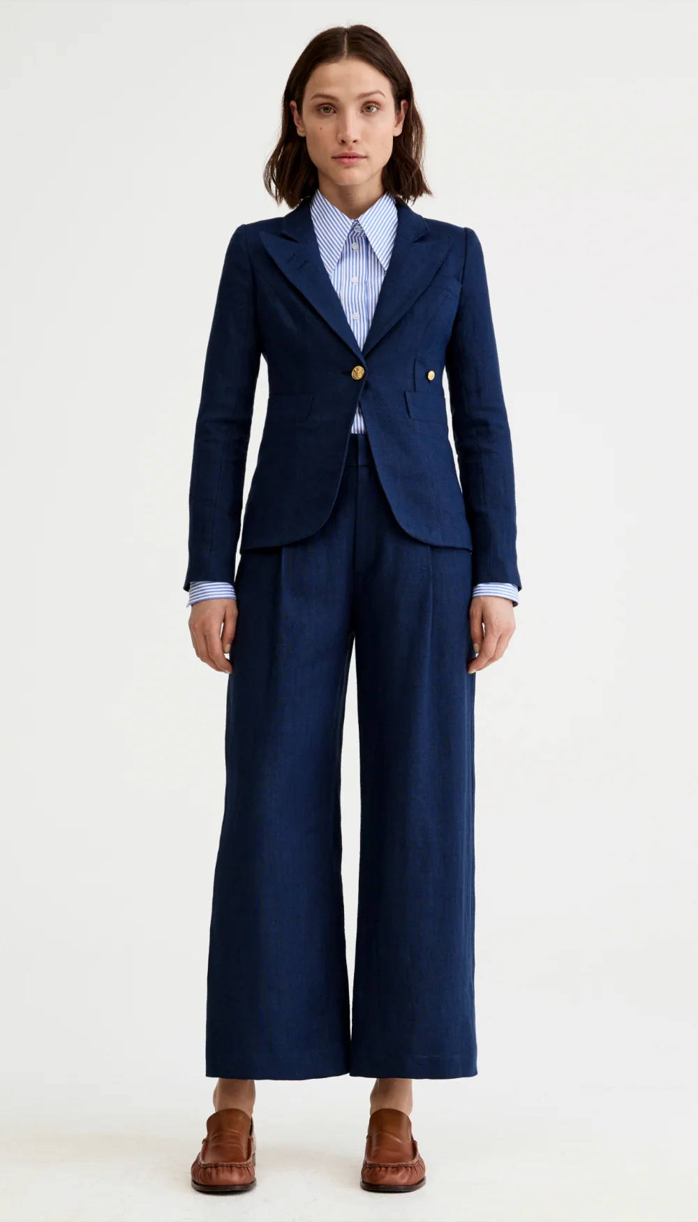 Linen Cropped Pleated Trouser - Image 2