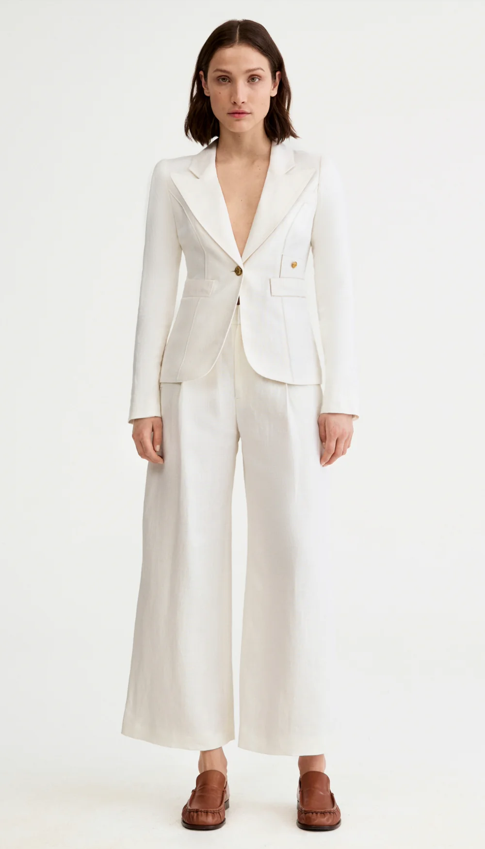 Linen Cropped Pleated Trouser - Image 2