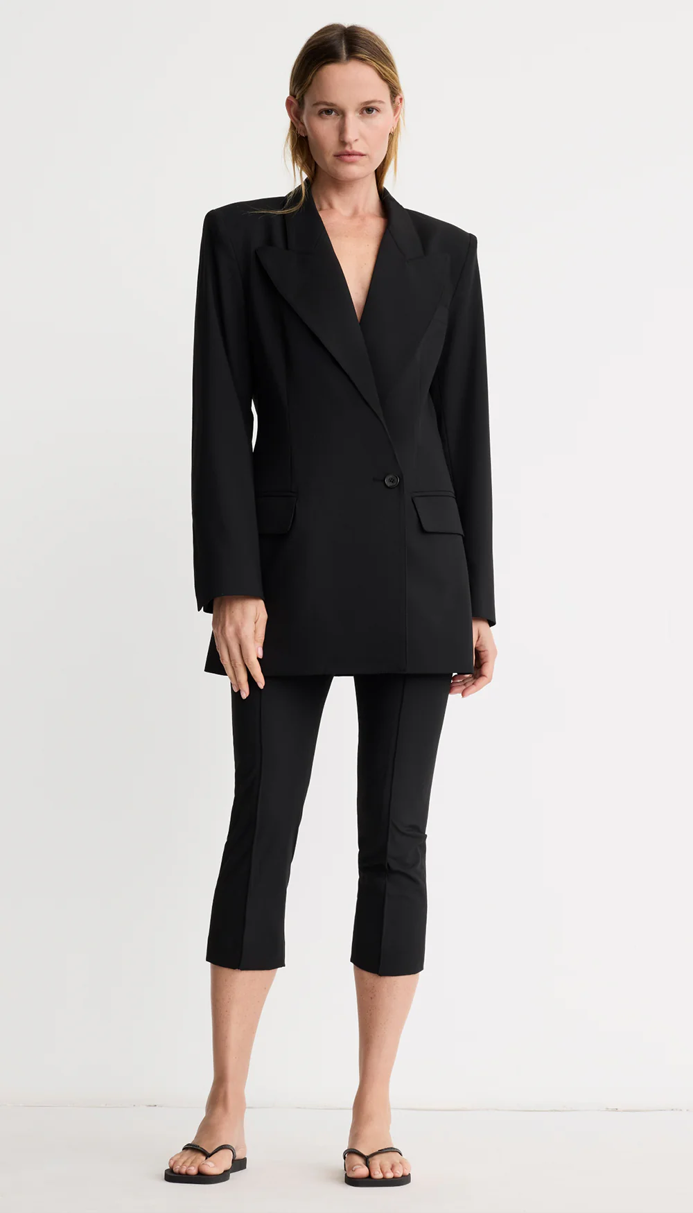 One Button Asymmetrical Blazer - Image 2