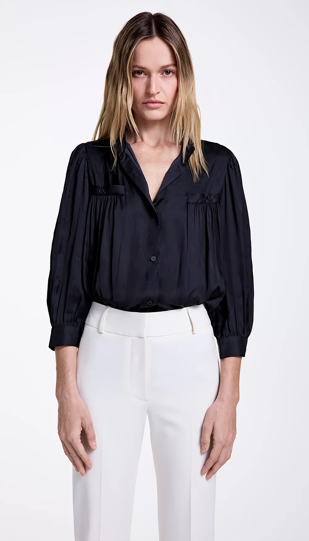 Shirred Pocket Blouse