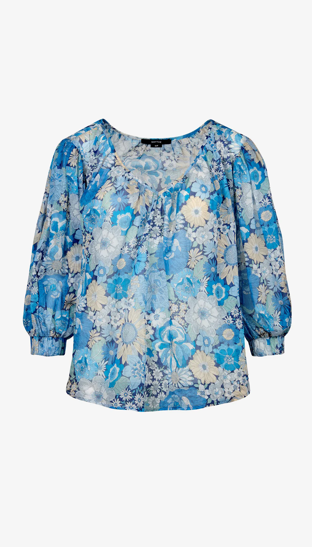 Shirred V-Neck Reversible Blouse