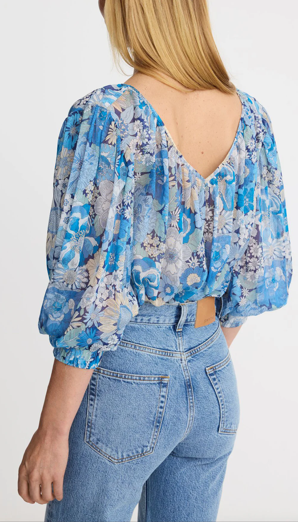Shirred V-Neck Reversible Blouse - Image 3
