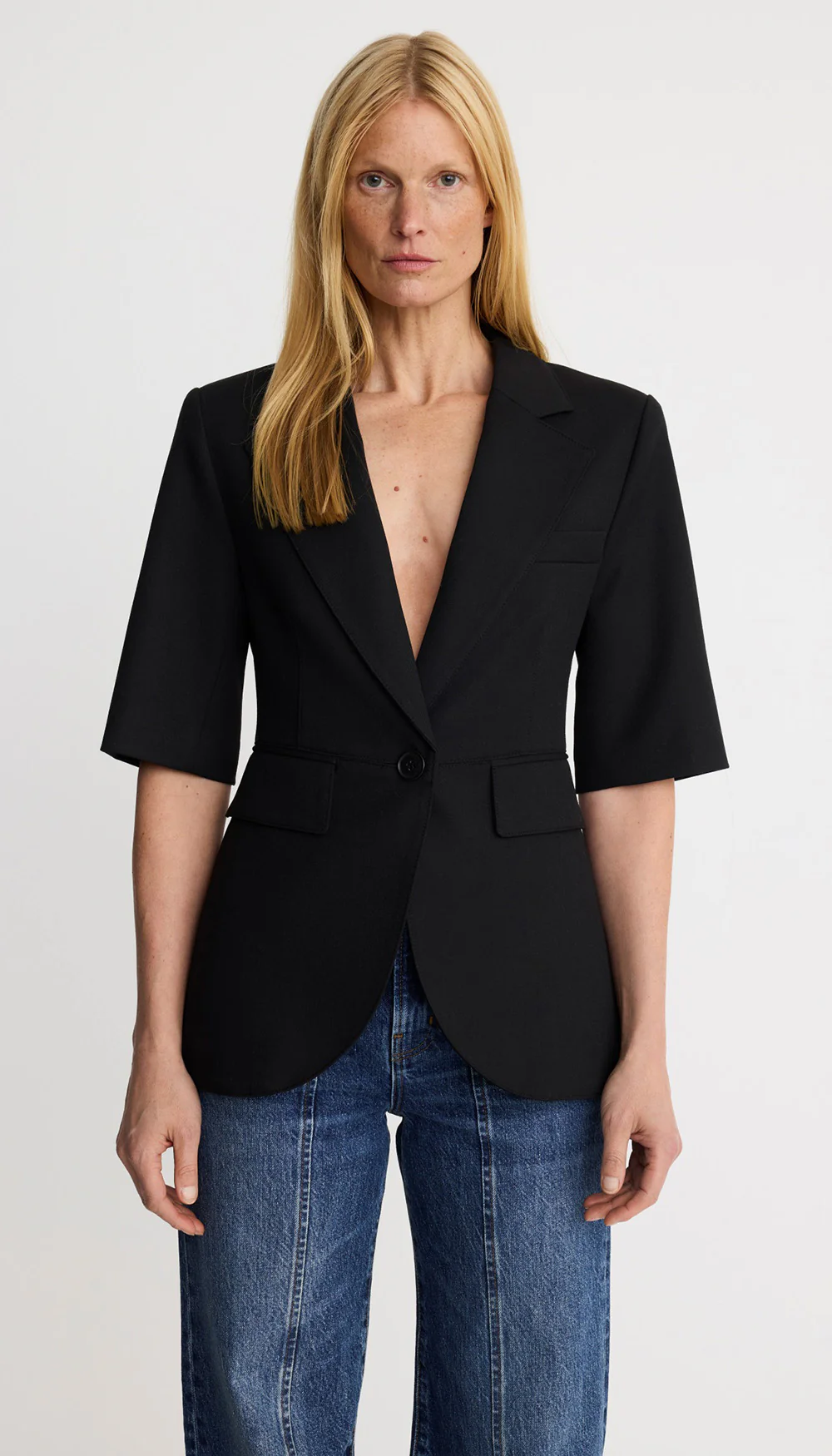 Short Sleeve Seamed Blazer - Image 2
