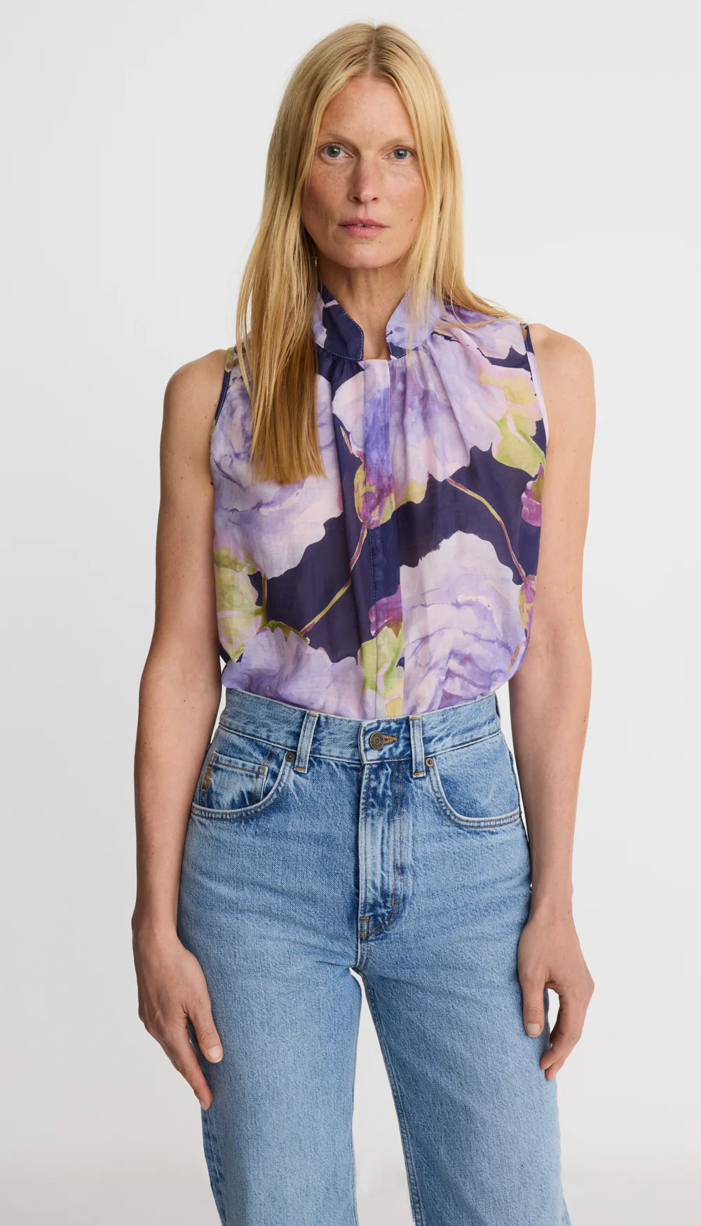 Sleeveless Gathered Blouse - Image 2