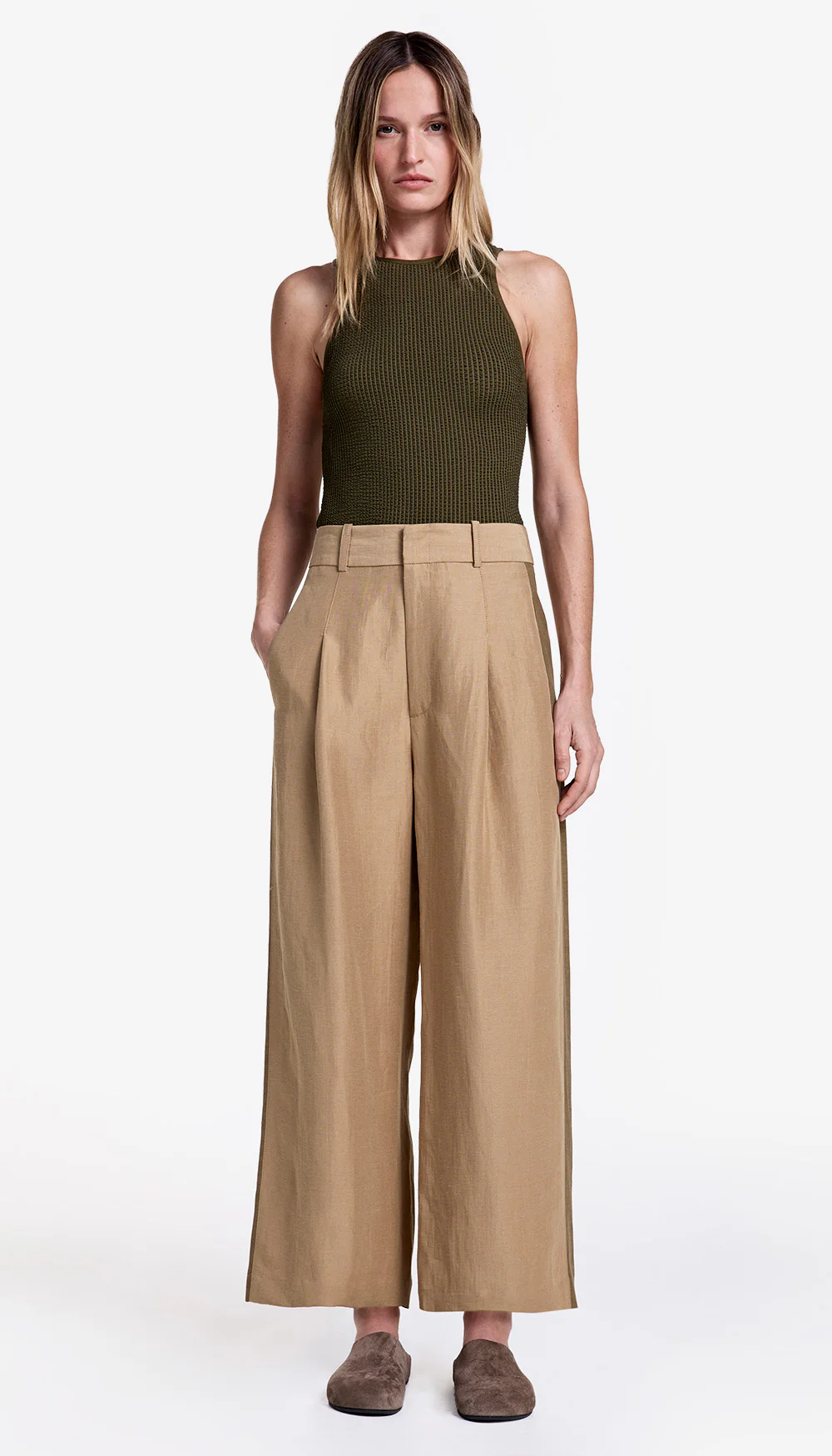 Tux Stripe Crop Pleated Trouser