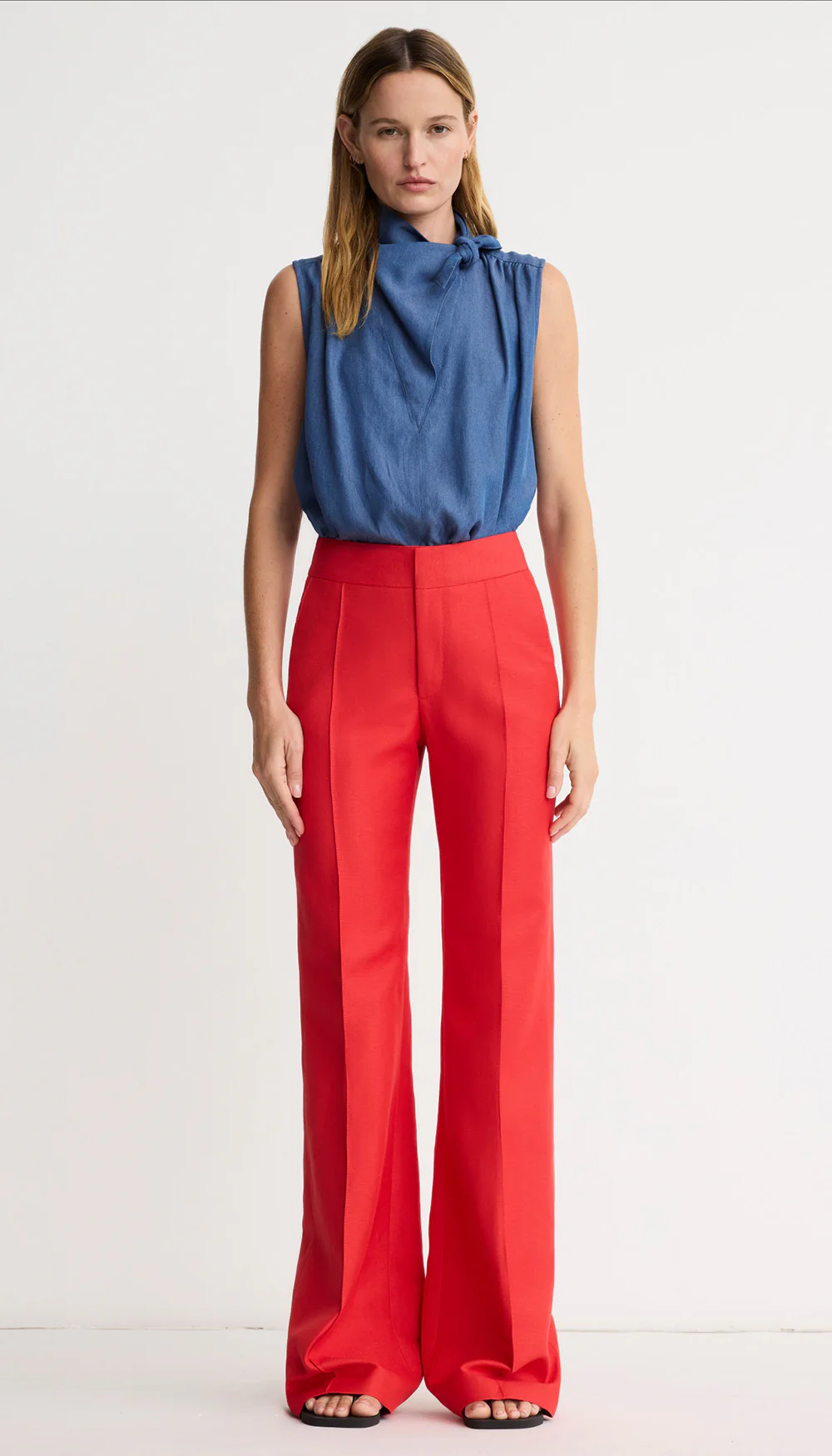 Wide Leg Pintuck Trouser